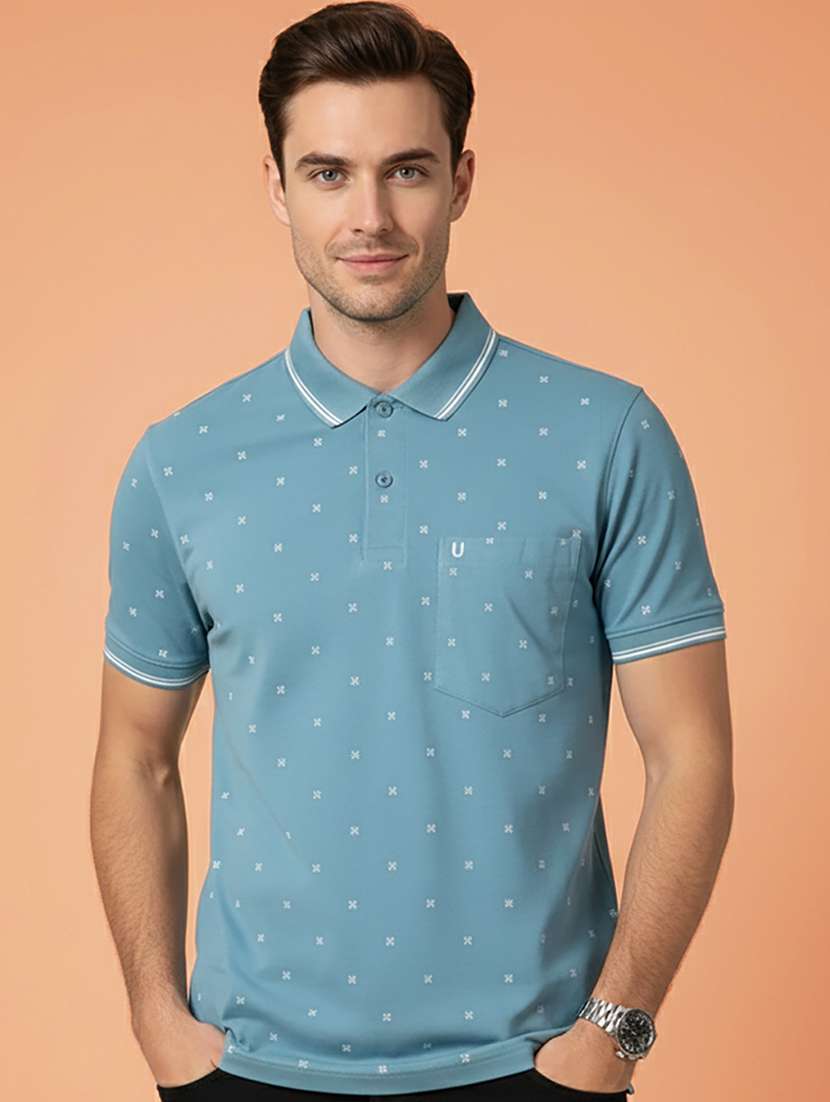 men printed short sleeve regular fit polo t-shirt
