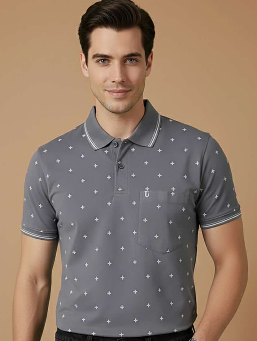men printed short sleeve regular fit polo t-shirt