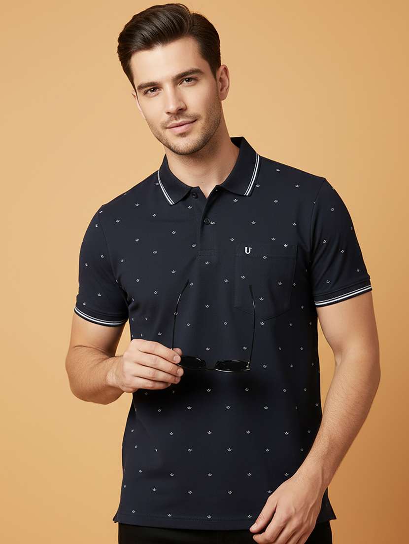 men printed short sleeve regular fit polo t-shirt
