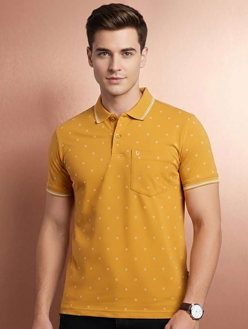 men printed short sleeve regular fit polo t-shirt