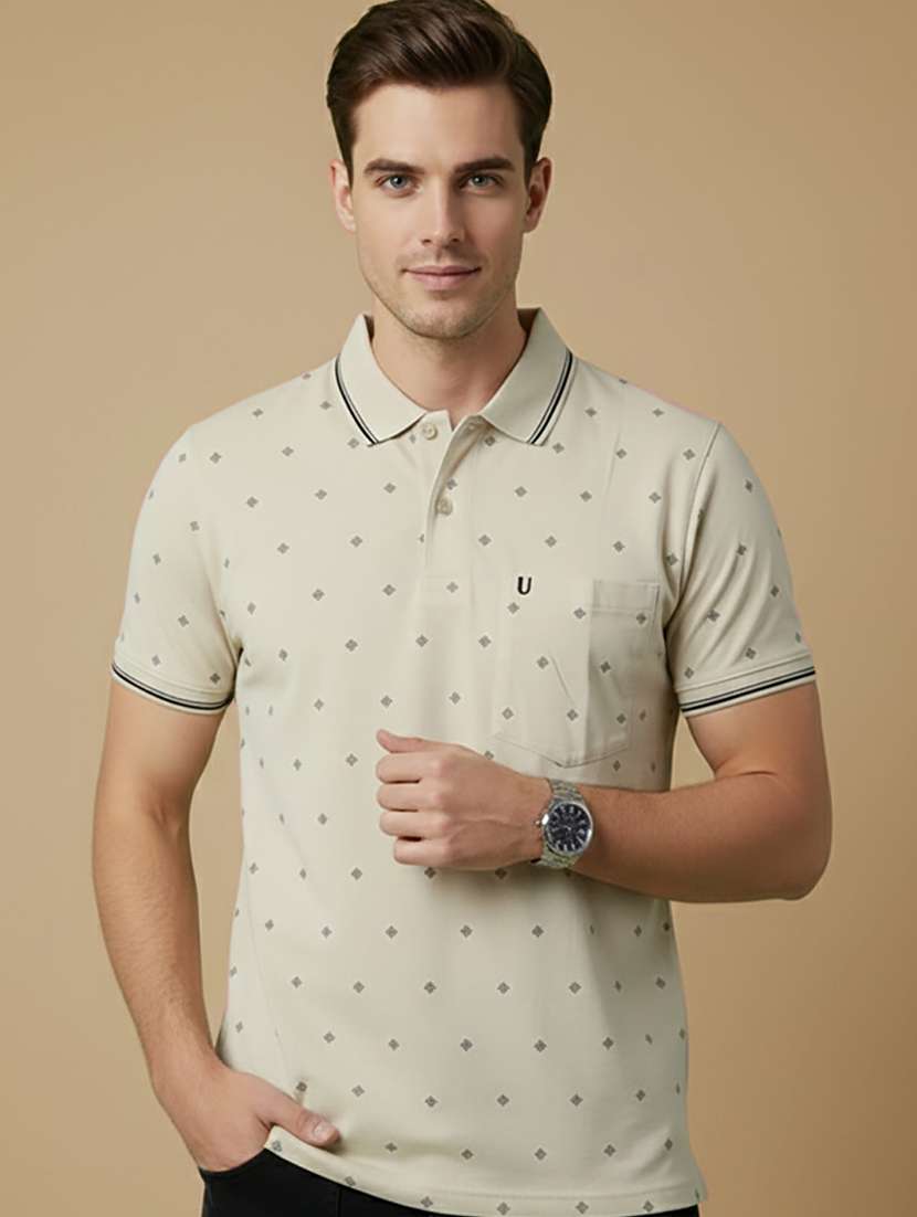 men printed short sleeve regular fit polo t-shirt