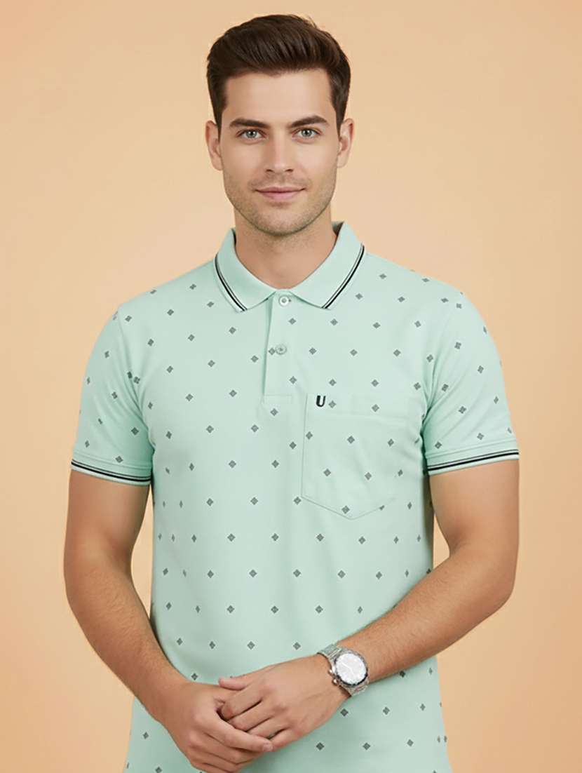 men printed short sleeve regular fit polo t-shirt