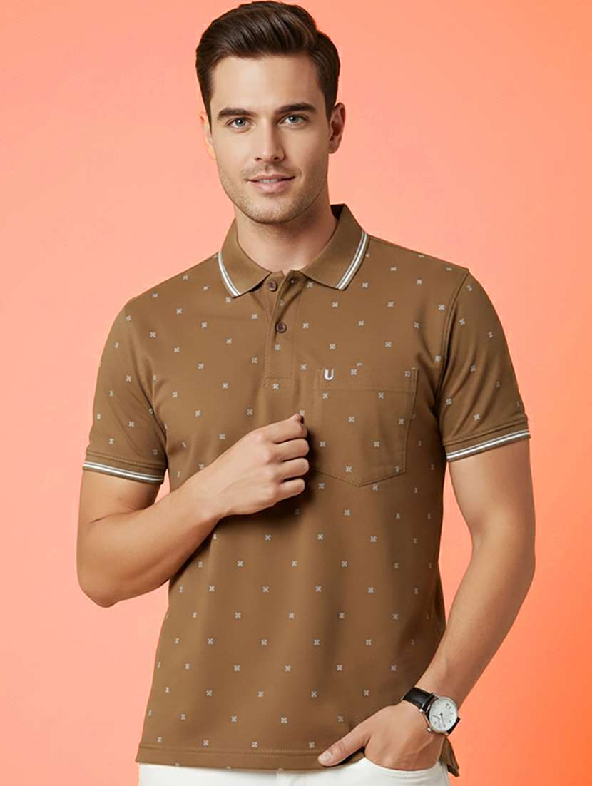 men printed short sleeve regular fit polo t-shirt