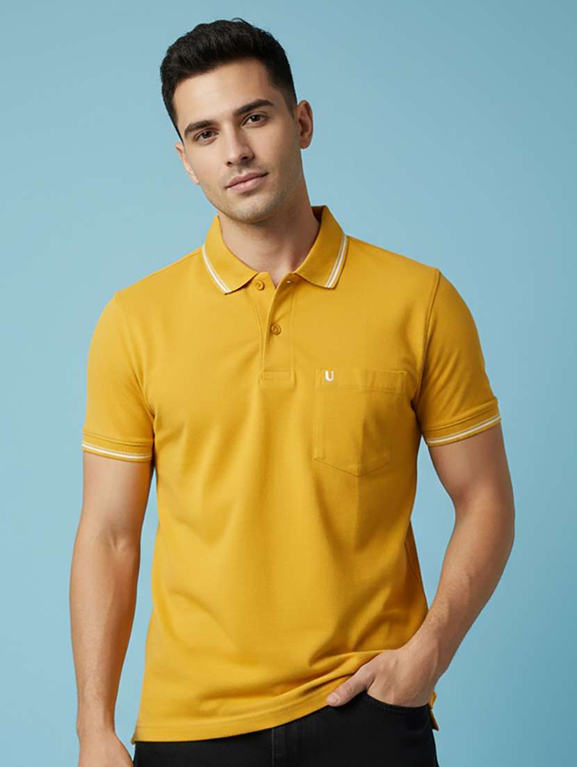 men solid short sleeve regular fit polo t-shirt