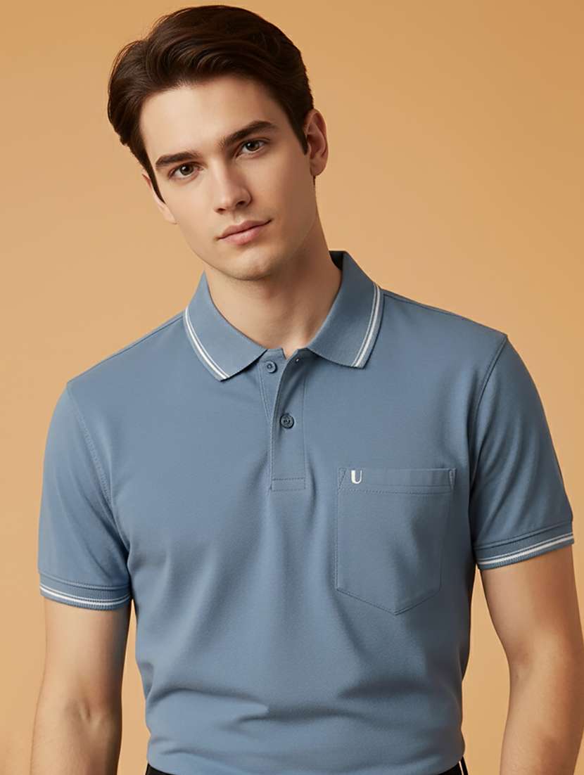 men solid short sleeve regular fit polo t-shirt