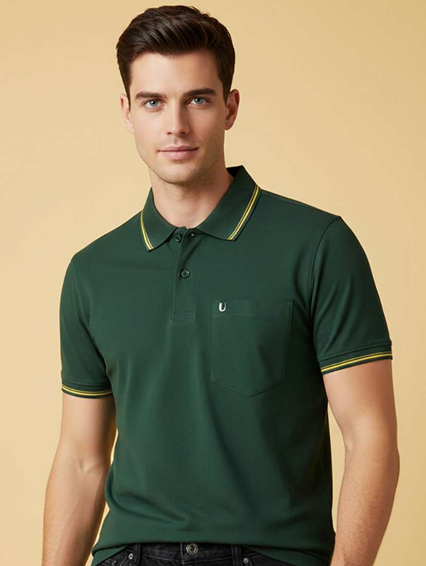 men solid short sleeve regular fit polo t-shirt