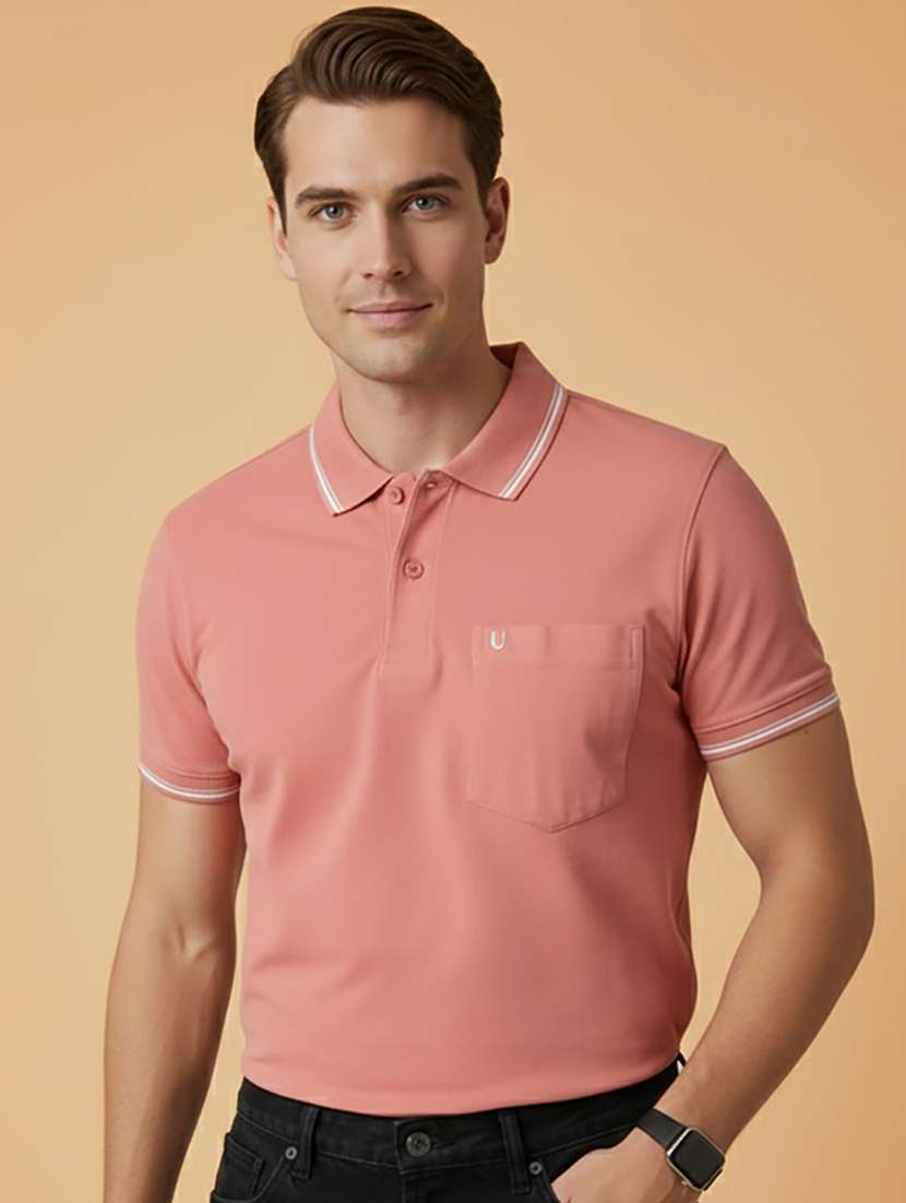 men solid short sleeve regular fit polo t-shirt