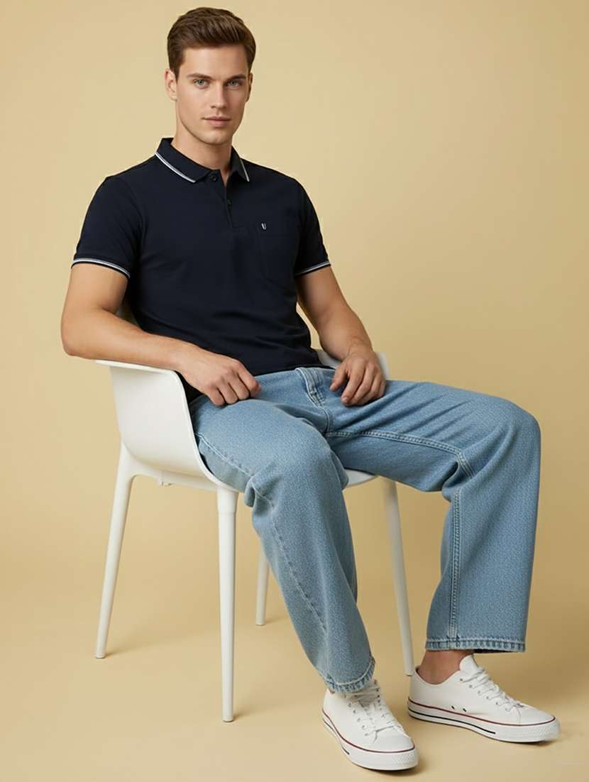 men solid short sleeve regular fit polo t-shirt - 22306554 -  Standard Image - 3