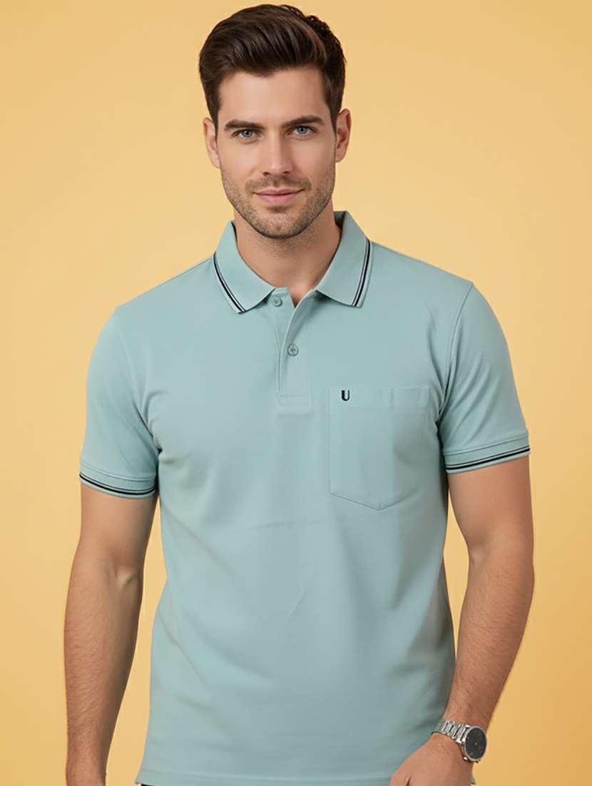 men solid short sleeve regular fit polo t-shirt