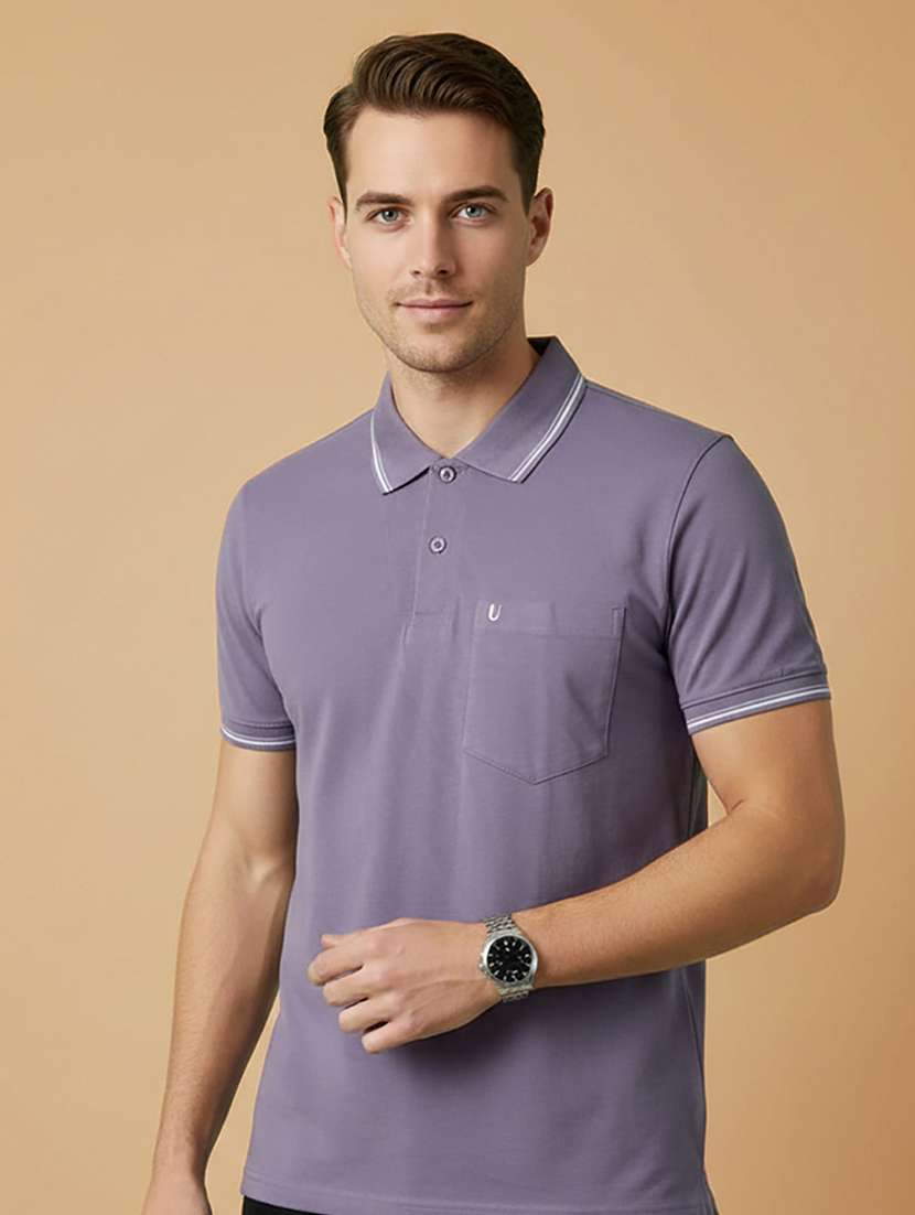 men solid short sleeve regular fit polo t-shirt