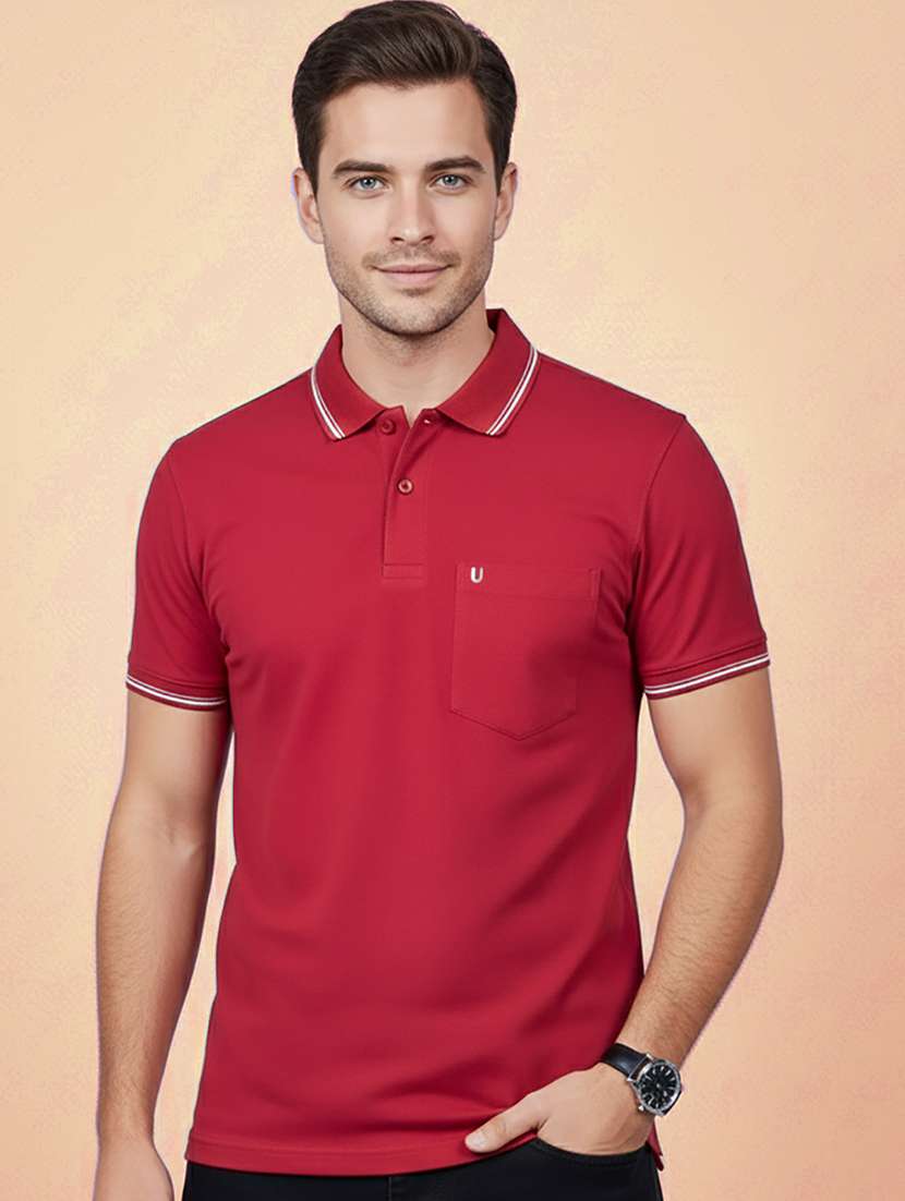 men solid short sleeve regular fit polo t-shirt