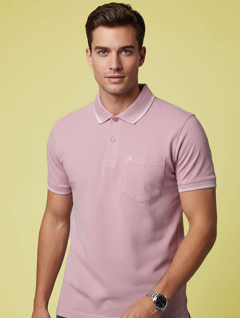men solid short sleeve regular fit polo t-shirt