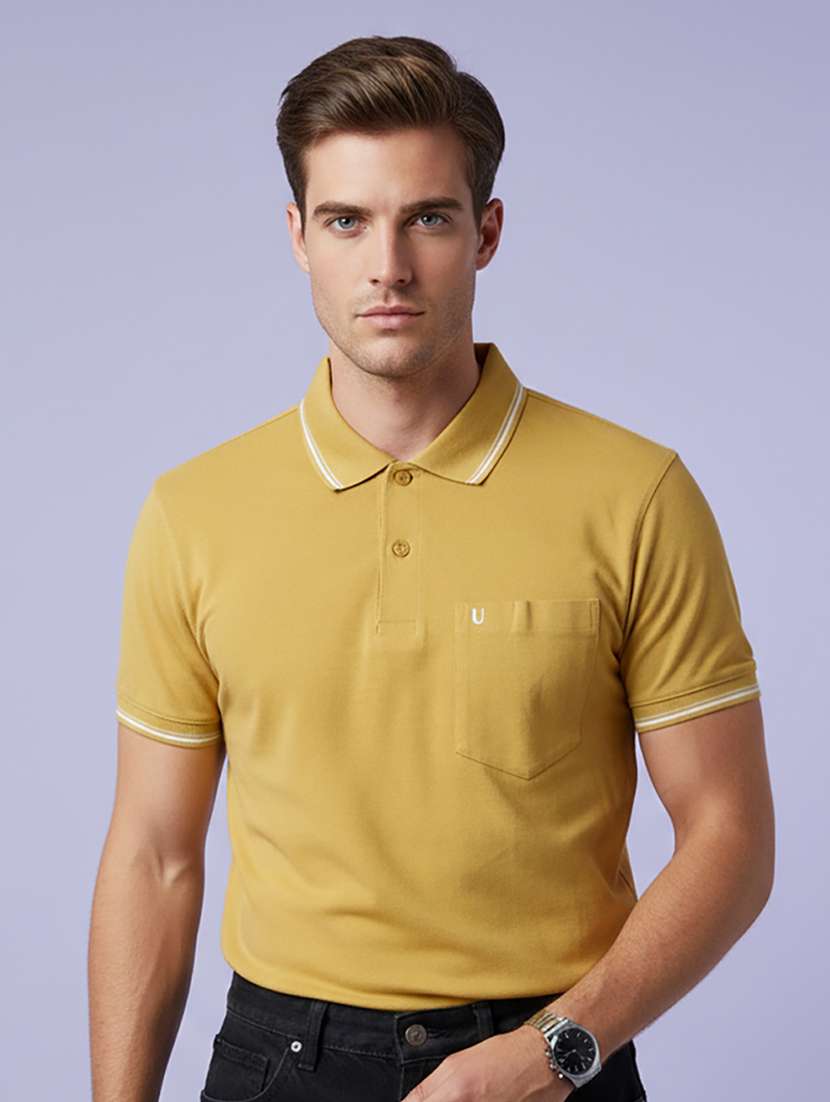 men solid short sleeve regular fit polo t-shirt
