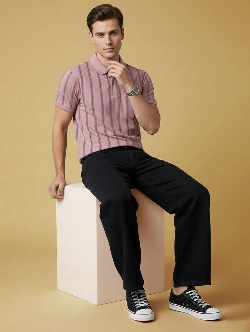 men striped short sleeve regular fit polo t-shirt - 22306563 -  Standard Image - 3