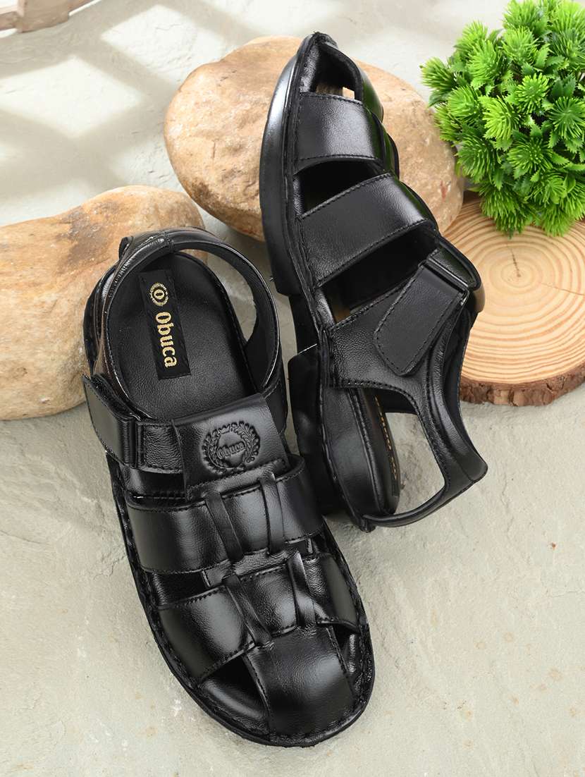 men solid back strap sandal