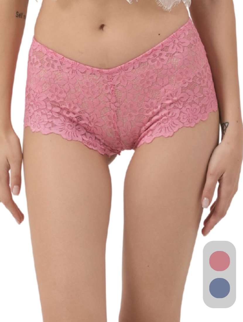 women pack of 2 solid mid rise lace boy shorts