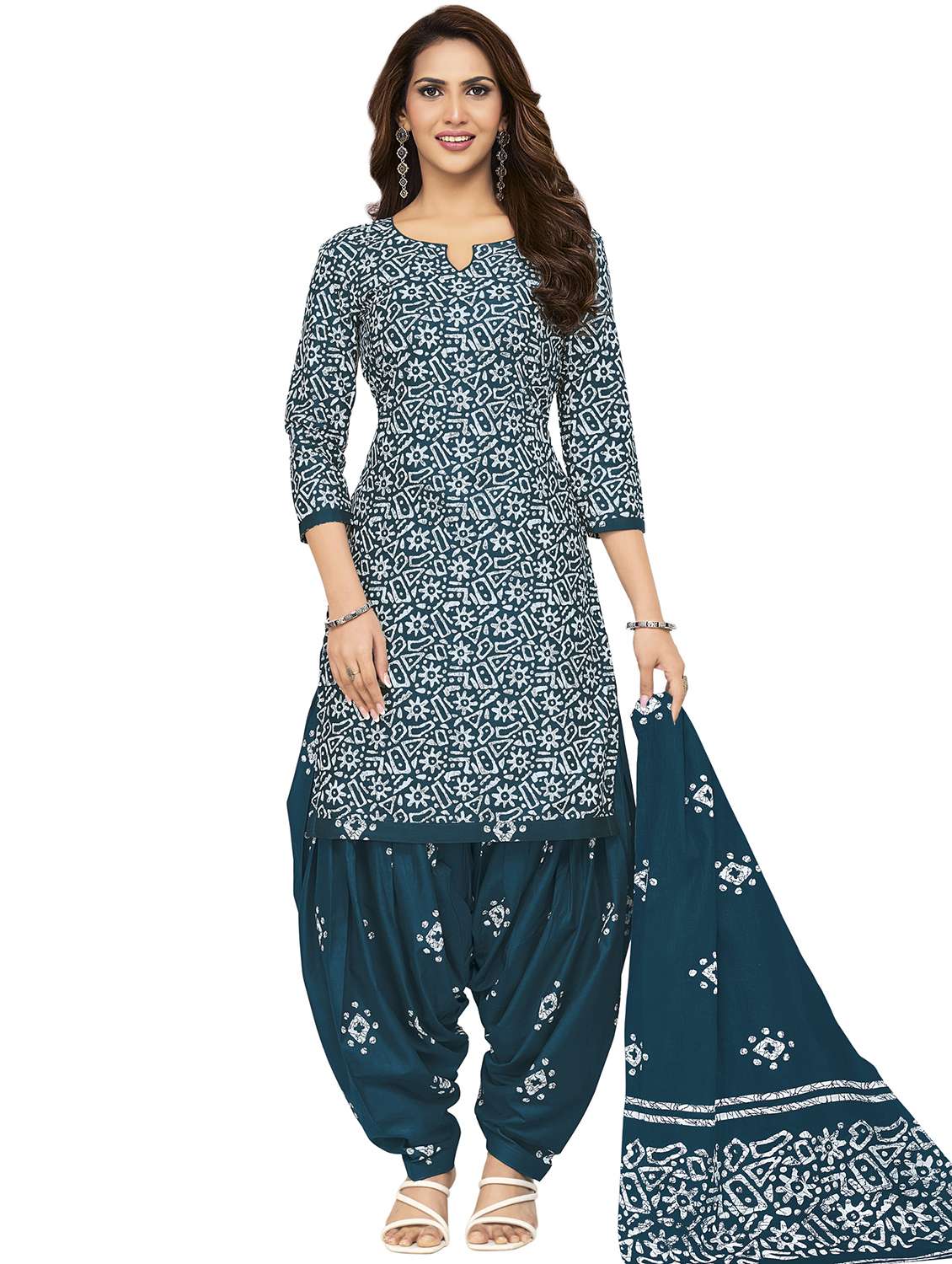 women printed unstitched suit set