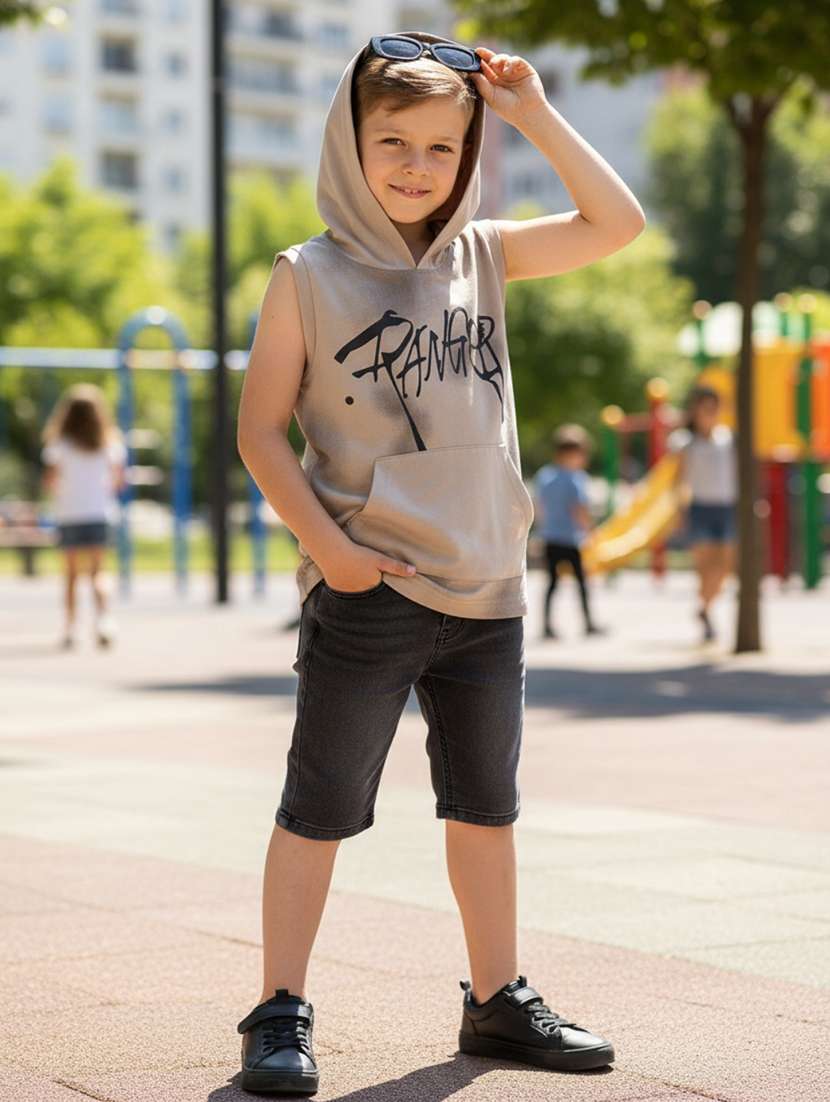 boys printed sleeveless t-shirt 