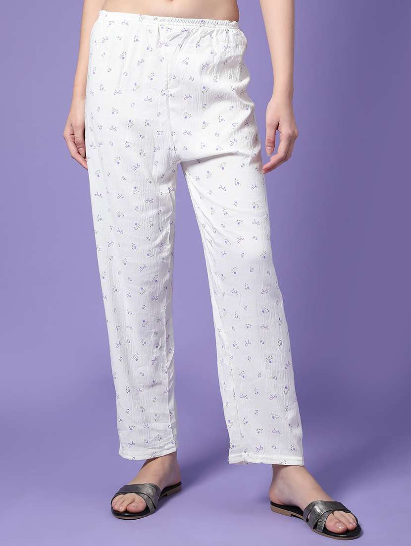 women printed mid rise loungewear pajama