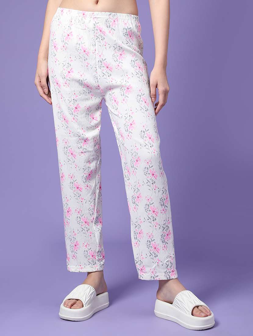 women printed mid rise loungewear pajama