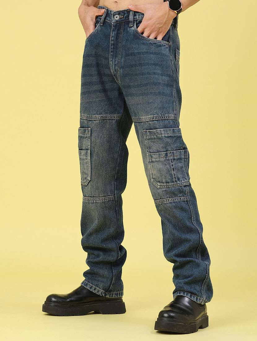 men washed mid rise regular fit cargo - 22307288 -  Standard Image - 3