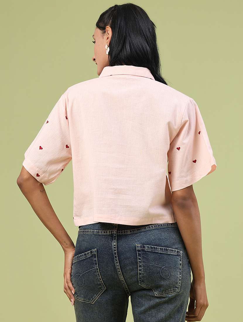 women printed collared short sleeve boxy shirt - 22307352 -  Standard Image - 3
