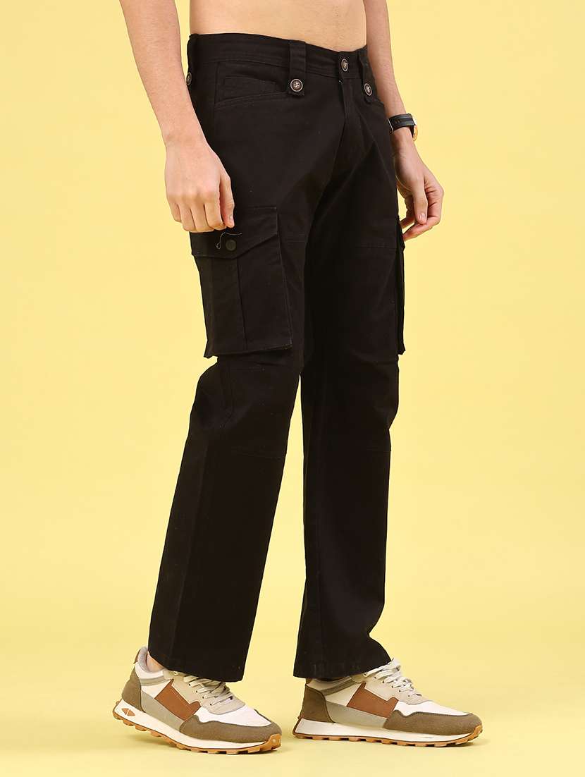 men solid mid rise regular fit cargo  - 22307404 -  Standard Image - 3