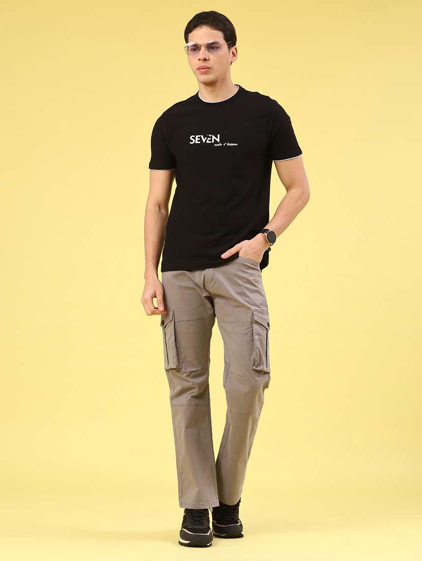 men solid mid rise regular fit cargo  - 22307405 -  Standard Image - 5