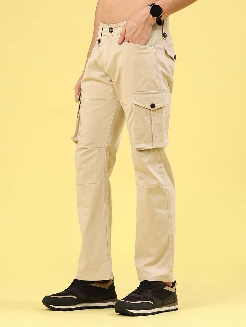 men solid mid rise regular fit cargo  - 22307408 -  Standard Image - 3