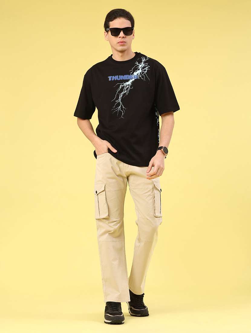 men solid mid rise regular fit cargo  - 22307408 -  Standard Image - 5