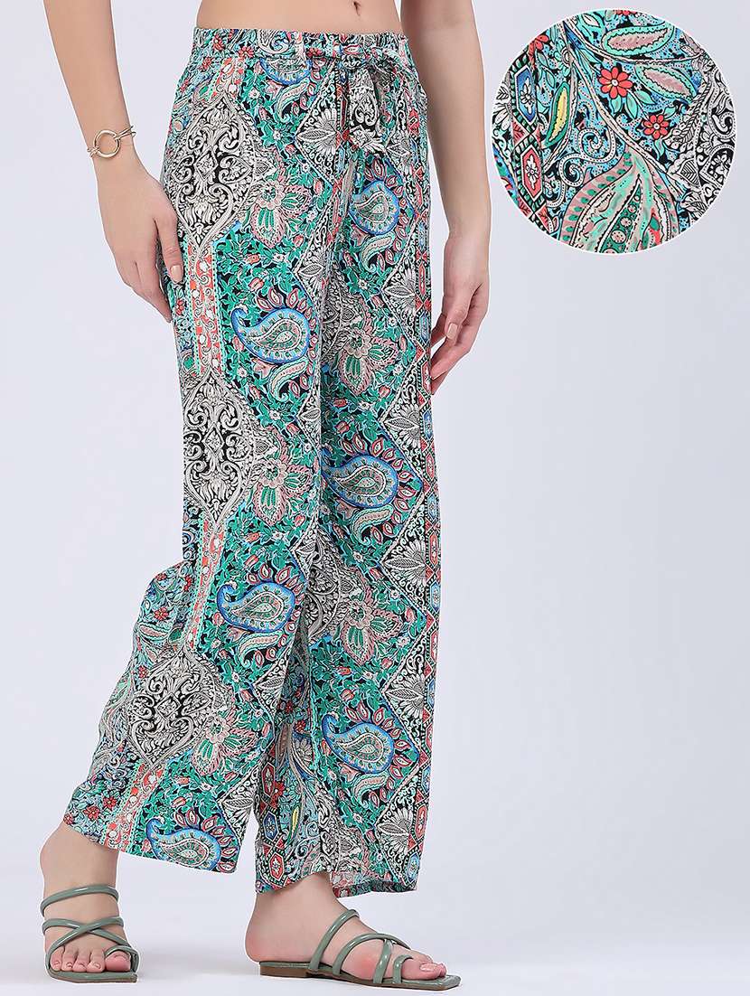 women printed mid rise straight trouser - 22307416 -  Standard Image - 3