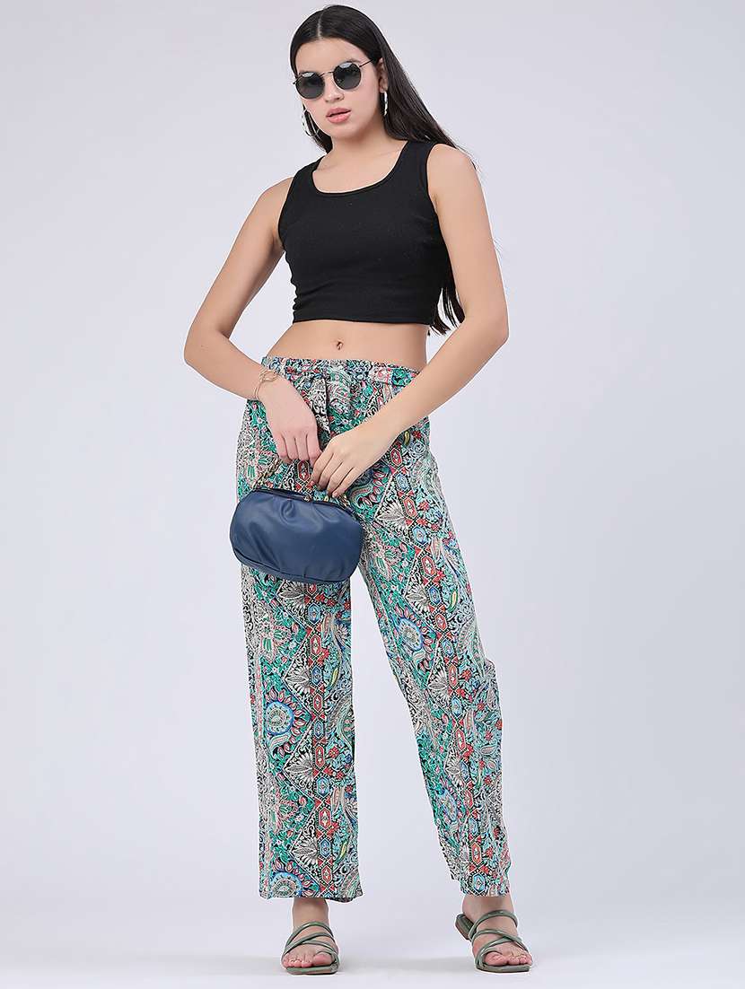 women printed mid rise straight trouser - 22307416 -  Standard Image - 5