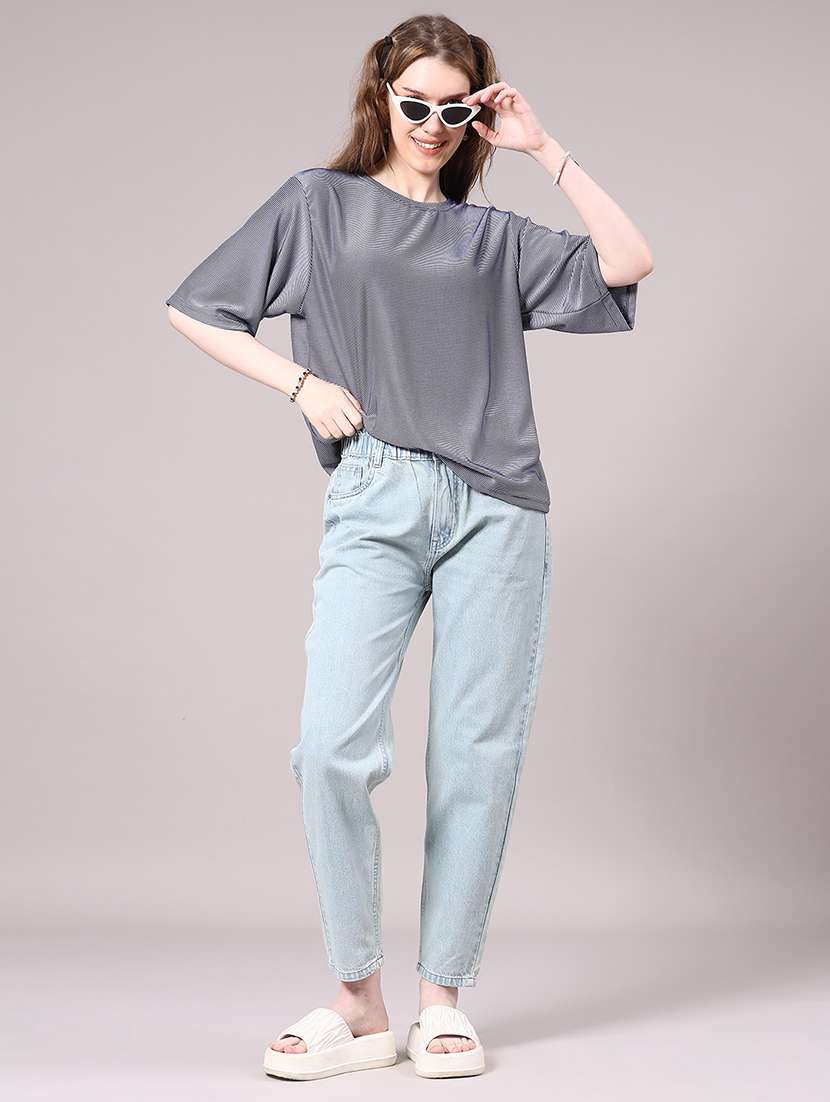 women striped short sleeve oversized t-shirt - 22307433 -  Standard Image - 5