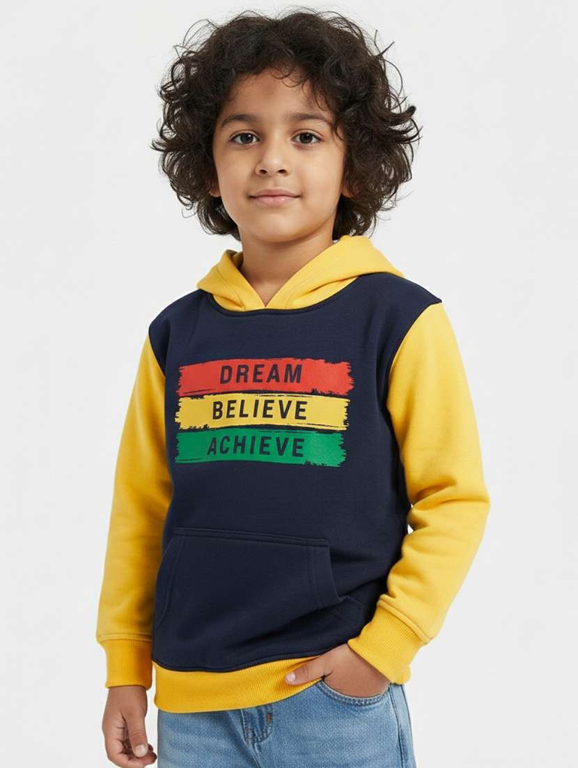 boys printed long sleeve hooded sweatshirt