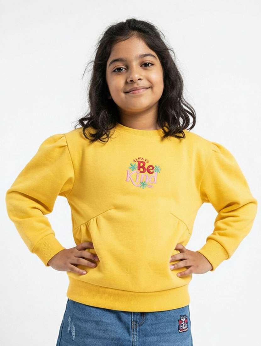 girls embroidered long sleeve sweatshirt