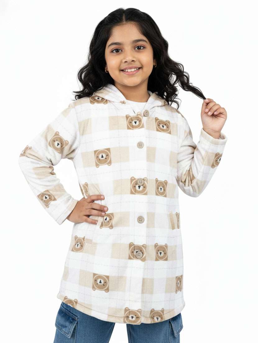 girls printed long sleeve hooded sweatshirt