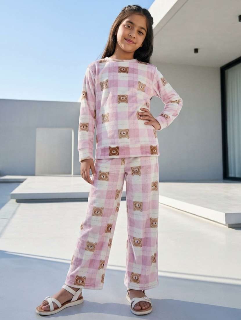 girls printed nightwear pyjama set
