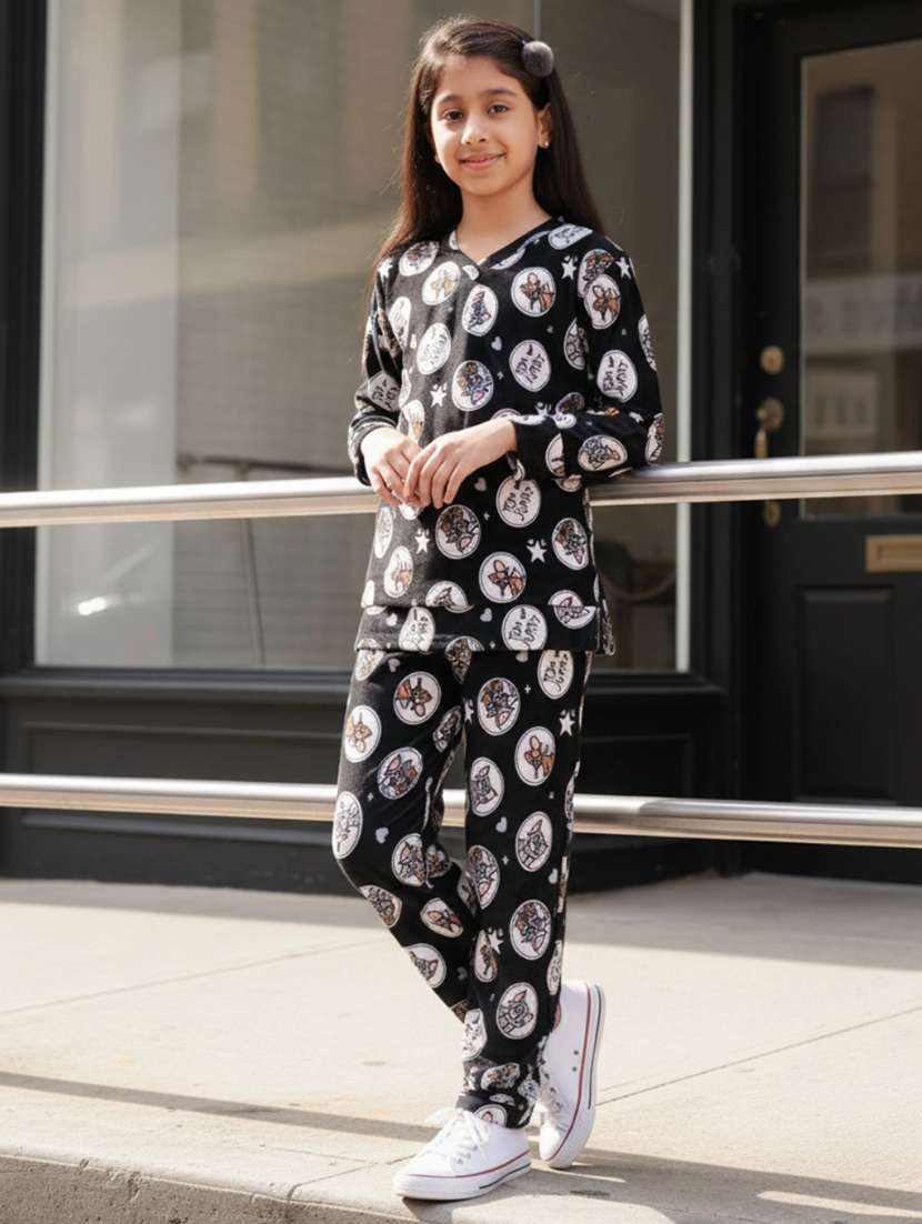 girls printed nightwear pyjama set