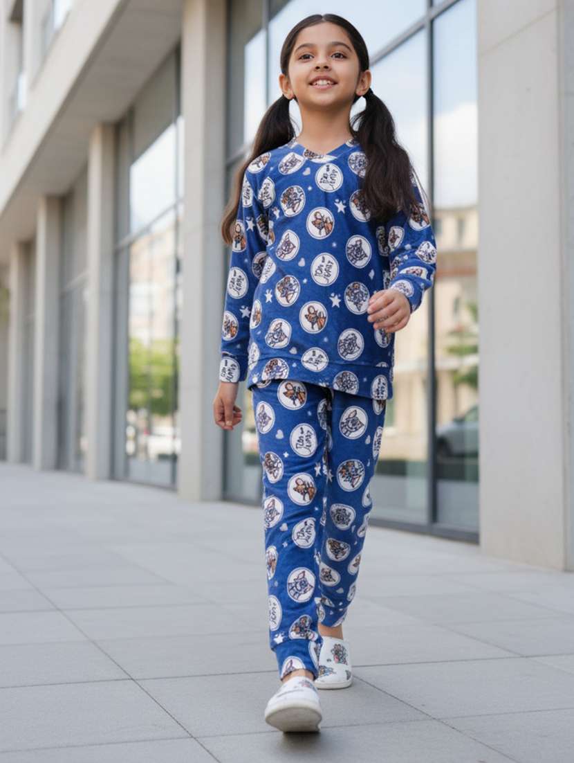 girls printed nightwear pyjama set