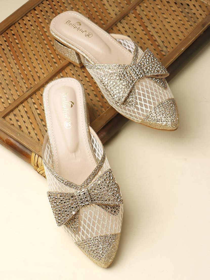 women embellished slip on mules