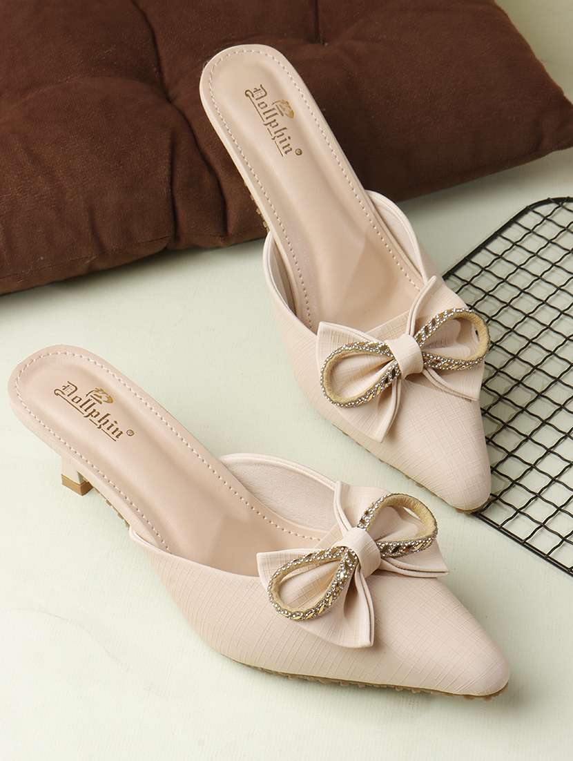 women embellished slip on mules