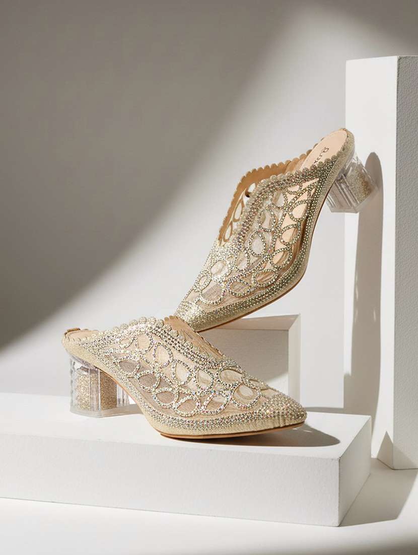 women embellished slip on mules