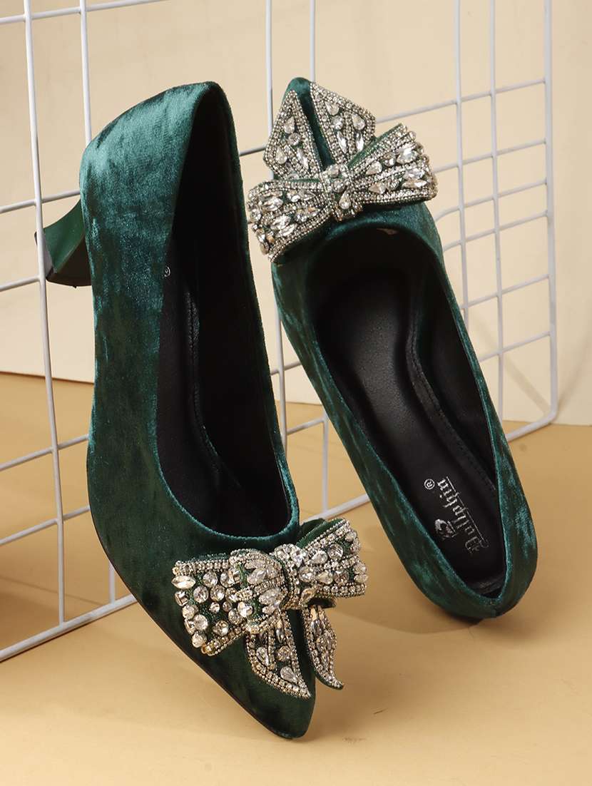 women embellished slip on pump