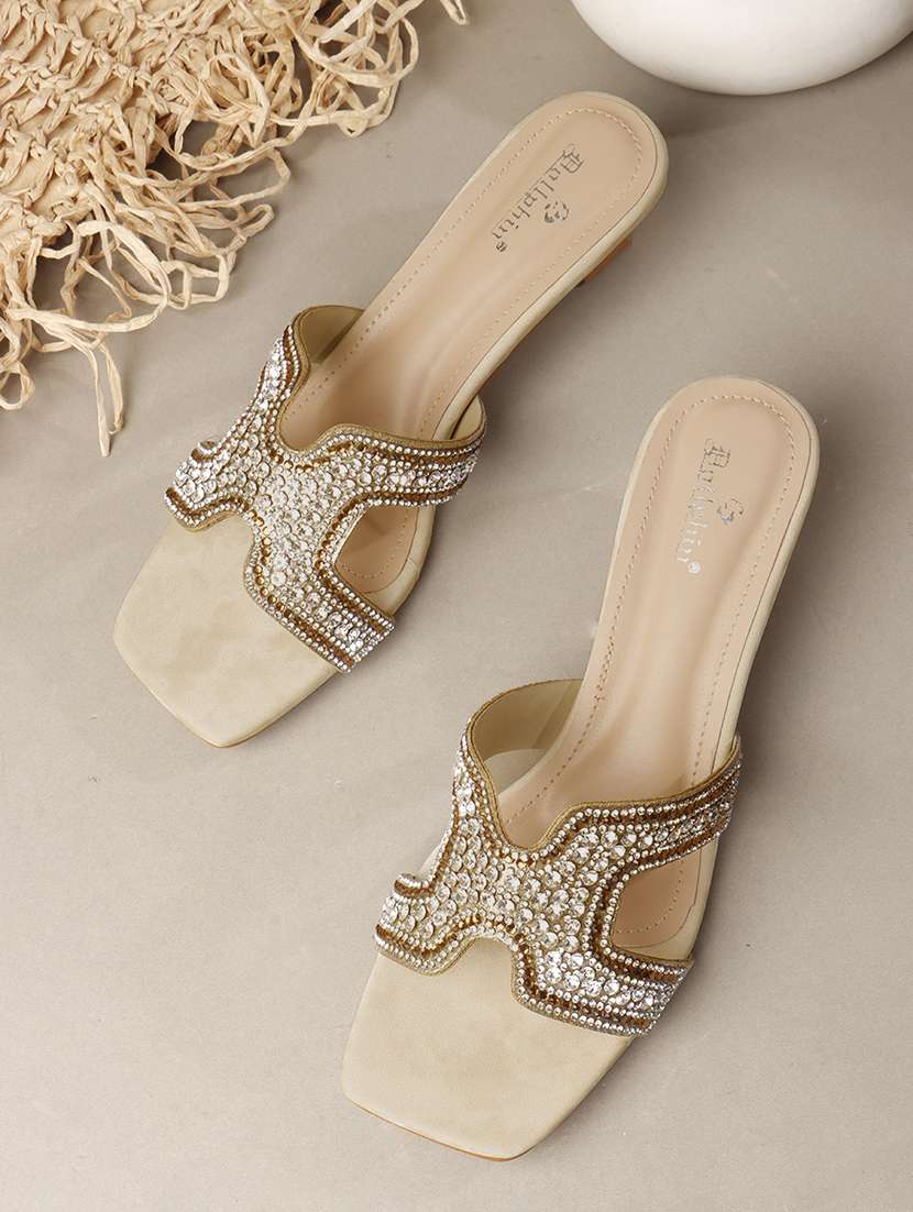 women embellished slip on sandal