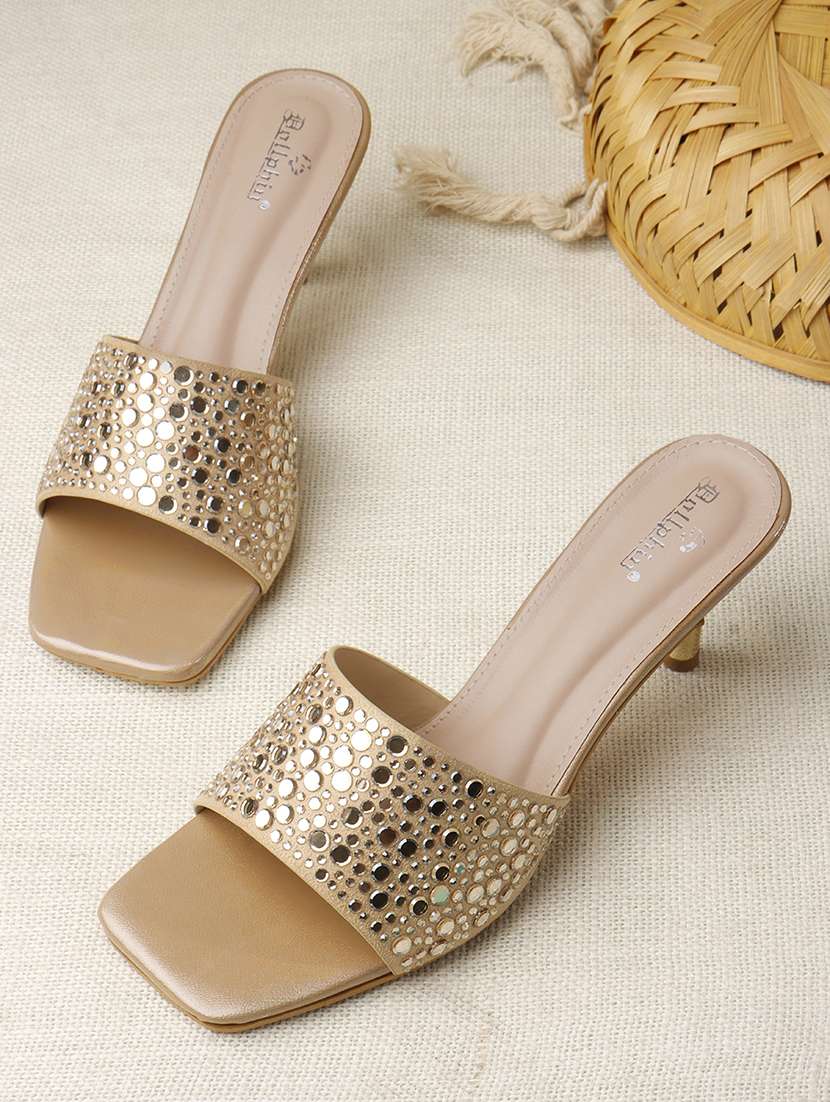 women embellished slip on sandal