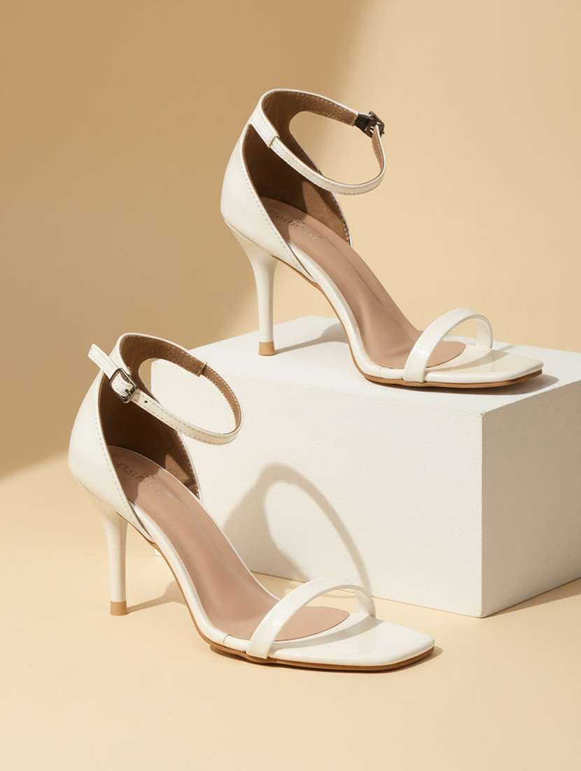 women solid ankle strap heels