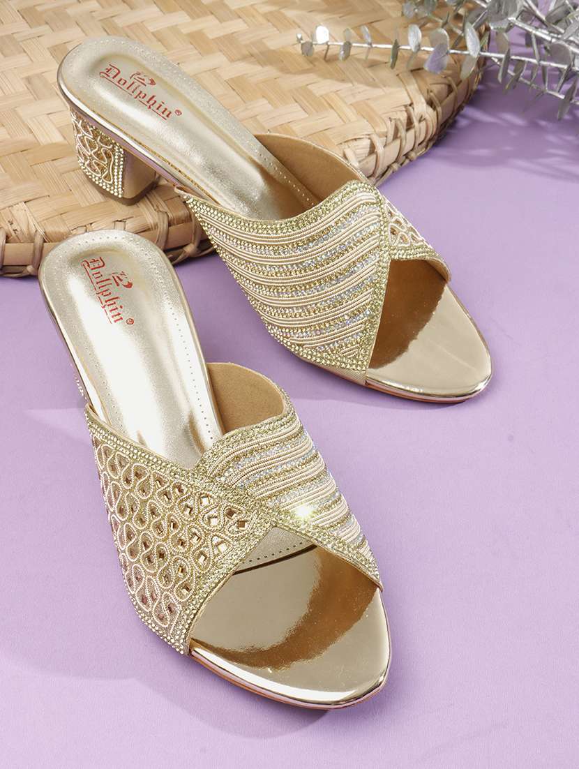 women embellished slip on sandal