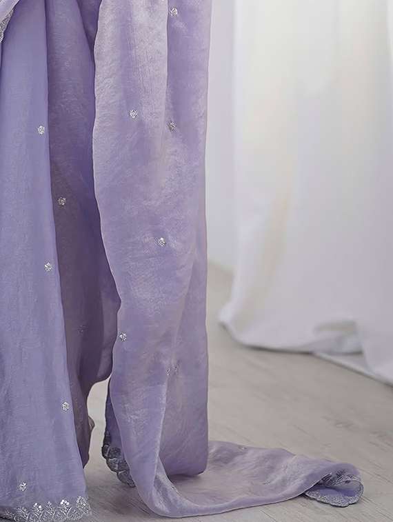 women solid with work embroidered saree with blouse - 22307621 -  Standard Image - 5