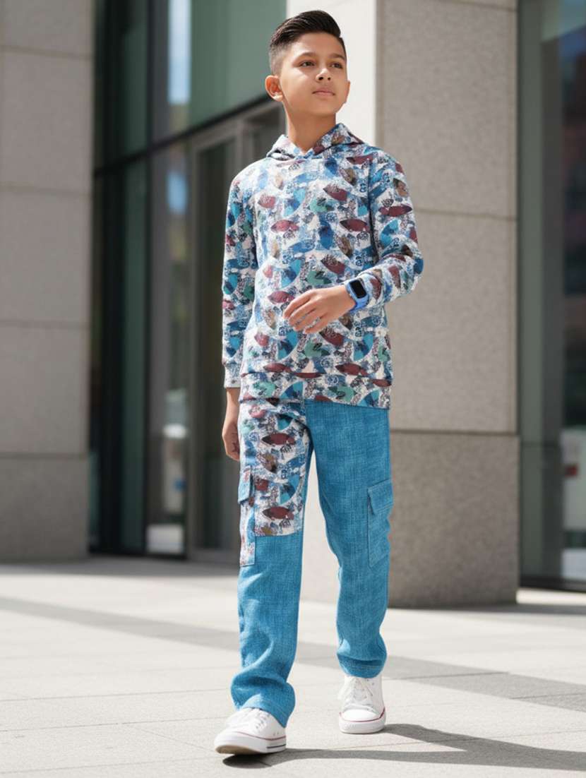 boys printed shirt and cargo co-ord set