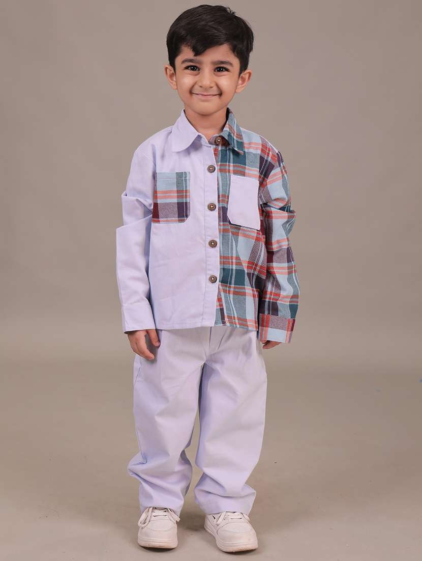 boys checkered shirt and trouser co-ord set